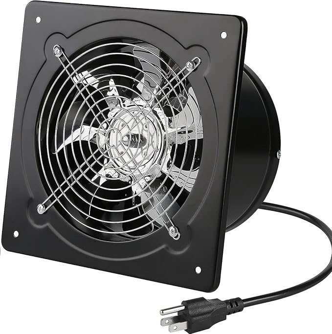 Exhaust Fan 78W Through-wall installation Ventilation Fans 110V Exhaust Fan with Plug 8 inch Exhaust Smoke Fan with Light Weight Pure Copper Motor for Kitchen Bathroom (Black)