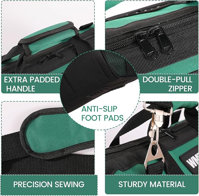 18-Inch Heavy Duty Tool Bag, 24-Pocket Empty Tool Bag Organizer,1680D Oxford Portable Tool Bags for Men,Soft Handle Large Zipper Toolbag for HVAC Craftsmen Contractors Carpenter