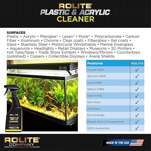 Rolite RPAC1g Plastic & Acrylic Cleaner Spray Refill, 1 Gallon, High Shine Protectant & Polish for Nonporous Surfaces, Streak-Free Formula for Windshields, Windows, Headlights, Retail Displays
