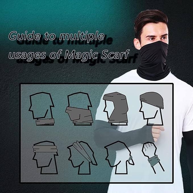 Neck Gaiter Face Cover Bandana Mask Scarf, Breathable Sun& Dust-proof for Cycling Running Fishing Hiking