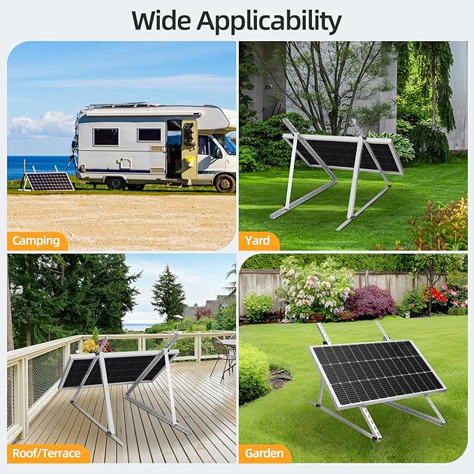 FLYING LION 1 Sets 45inch Adjustable Solar Panel Tilt Mount Brackets with Foldable Tilt Legs, Ieal for 2-4pcs 180 200 300 400 Watt Solar Panel for Roof, RV, Boat, and Off-Grid