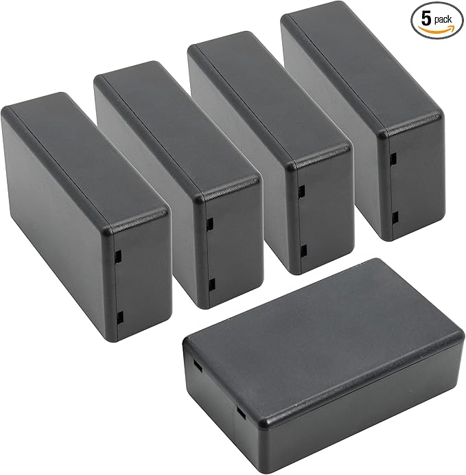 LeMotech 5 Pieces Plastic Project Boxes Junction Case for Electronic Project, Black 3.1 x 2.0 x 1.0 inch (80 x 50x 26 mm)