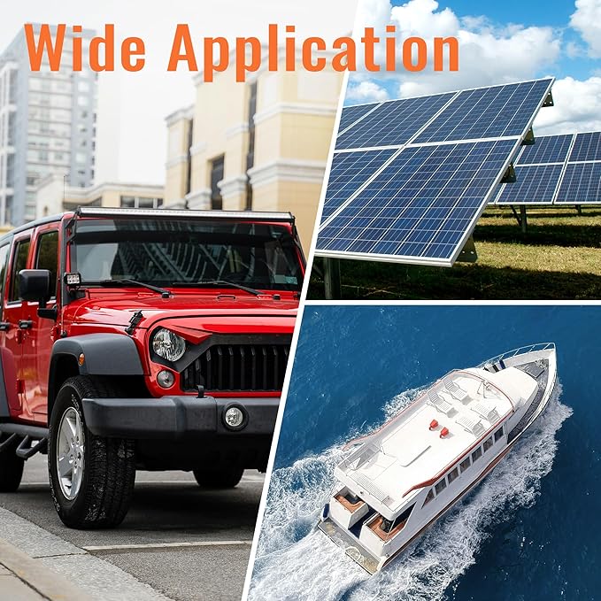 Joinfworld 400A Bus Bar 12V Power Distribution Block with 4 x 3/8" Studs 12 Volt Marine Copper Battery Busbar Terminal Block for Car, Boat, Automotive, RV, Solar Wiring - Negative&Positive