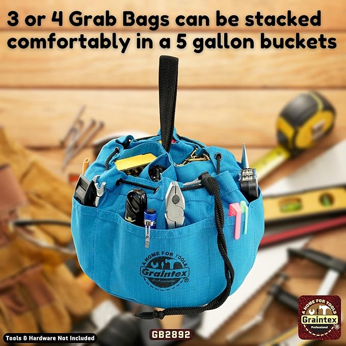 Graintex 18 Pockets Grab Bag Rip-stop Canvas Drawstring Closure, Small Part Organizer Pouch, Small Tools, Screws, Parts, Parachute Tool Bag for Efficient Storage - Royal Blue