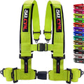 1pc 4 Point Harness for Bucket Seat Push Release 10 Color Harnesses Racing Harness 4 point Race Car UTV, RZR (Fluorescent Green, 3in)