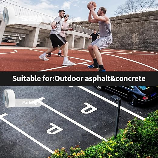 Reflective Pavement Marking Tape, Slip-Resistant & Durable. Heavy-Duty Rubber Base for Outdoors. Ideal for Driveways, Walkways & Parking Areas (White, 4 Inch X 148 Feet)