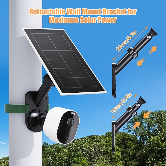 Wall Mount for Cameras and Solar Panels, 2-in-1 Mount for Ring, Blink, Eufy, Arlo, Wyze, etc Solar Panel and Cam, with Ring Stick Up Cam/Spotlight Cam/Plus/Pro(Battery), Adjustable Angle (Black)