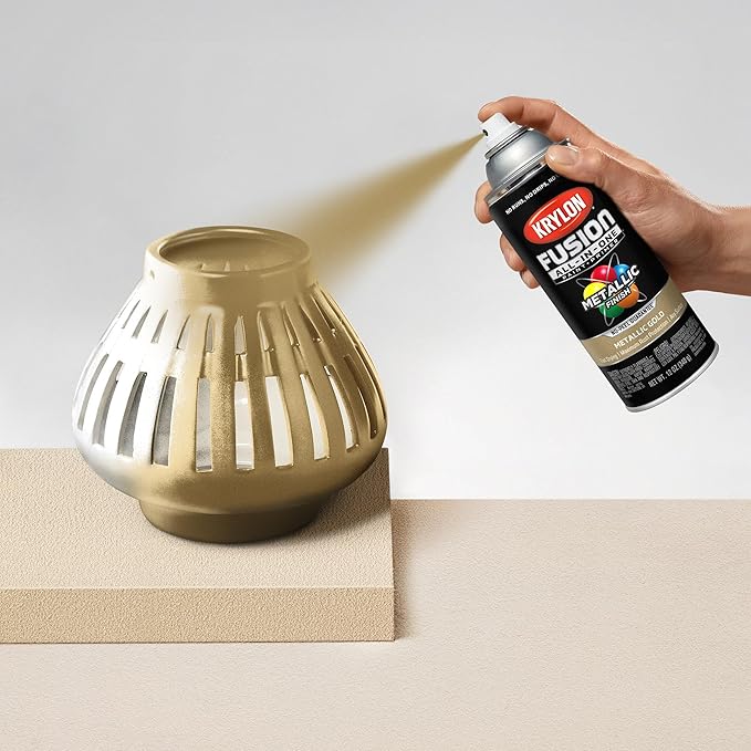 Krylon Fusion All-In-One Adhesive Spray Paint for Indoor/Outdoor Use, 12 oz, Gold