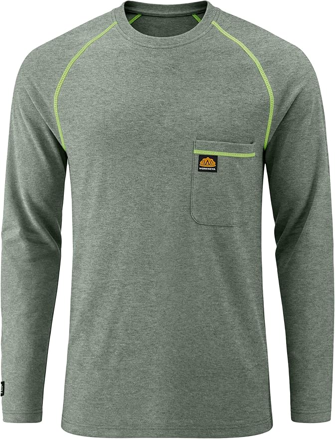 WORKWEYA FR Shirts Flame Resistant Shirt 6.5oz Men's NFPA 2112/CAT2 Long Sleeve Shirt