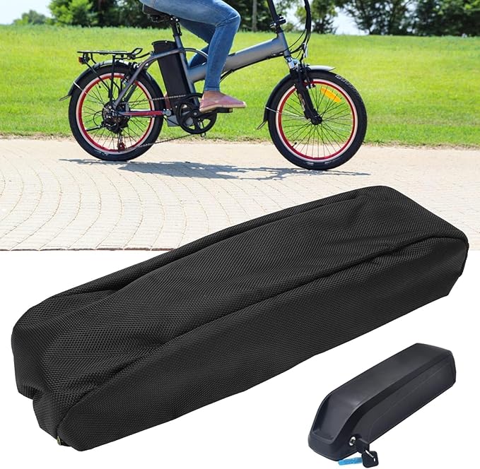 Ebike Battery Bag, Black Protective Cover Bicycle Li-ion Battery Protection Case Battery Waterproof Dustproof Anti Mud Scratches Rain Snow Liion Protective for Rectangular Batteries (Black)