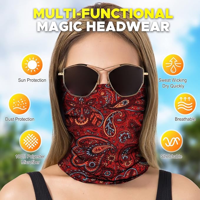 JOEYOUNG Headwear, Bandana, Neck Gaiter Head Wrap Headband Balaclava Magic Scarf