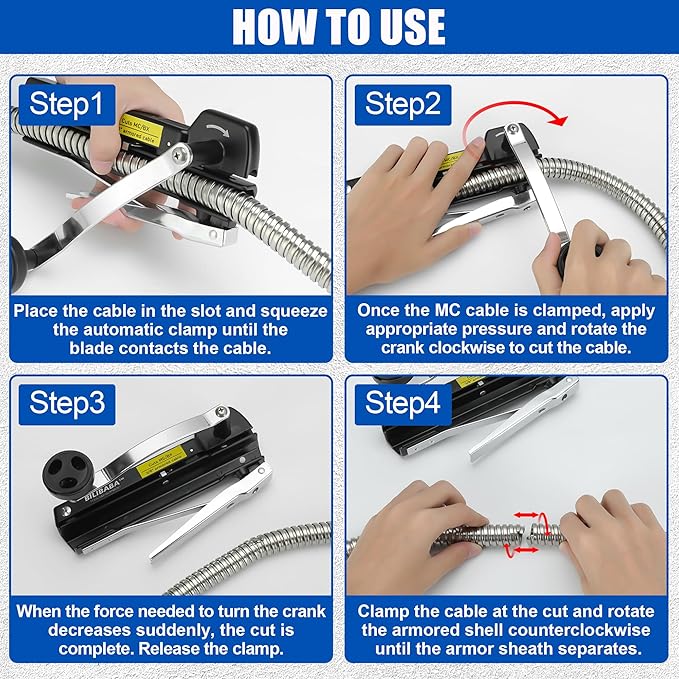 53725 Armored and BX Cable Cutter, Easy-Assembly MC Cable Cutter with Durable Blade 2.0, Cuts 3/16" to 3/8" Armored Cable-BX-AC-MC-Greenfield, With Blades Storage