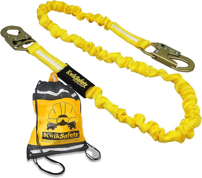 KwikSafety - Charlotte, NC - RATTLER [1 PACK] Internal Shock Absorber Single Leg 6ft Safety Lanyard OSHA ANSI Fall Arrest Protection Equipment Snap Hooks Construction Arborist Roofing