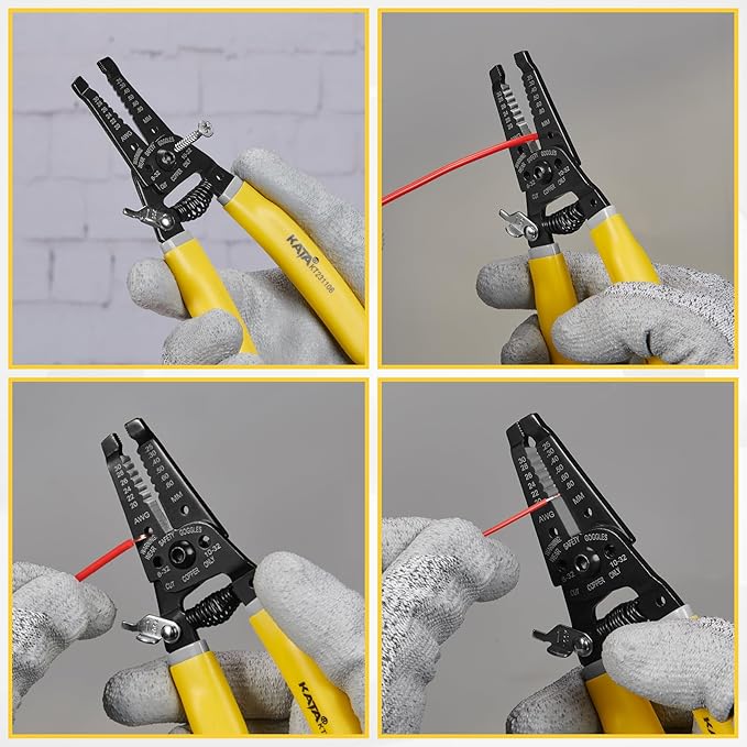 KATA Wire Stripper Wire Cutter - 7 Inch Wire Crimpers Stripping Tool Cutting Plier for 20-30 AWG Solid and 22-32 AWG Stranded Wire - Electrical Wire Stripping Crimping Plier Cable Strippers
