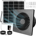 Solar Exhaust Fan – Compact for Small Spaces, Brushless Quiet 6" Ventilation Vent Fan, 25W Solar Panel with Bracket, Anti-Backflow Valve; for Chicken Coops, Pet Houses, Sheds, Greenhouses (Black)