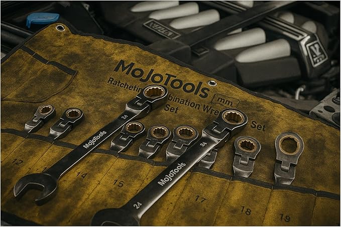 13mm Flex-Head Ratcheting Combination Wrench, Metric Standard, 72-Tooth 12-Point Ratchet Box End & Open-End Spanner, CR-V Steel, Nickel-Plated for Durability
