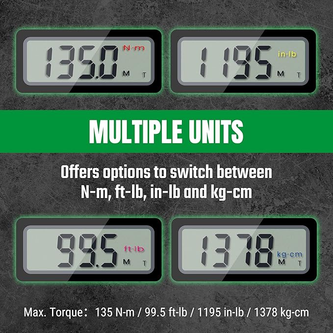 SK 3/8" Drive Digital Torque Wrench, 6.8 to 135 N-M, LED Display, Four Units of Measure & Flash Notification