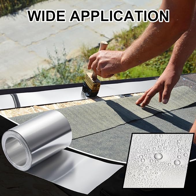 Ripeng 50 Feet 6'' x 50' x 0.0078'' Aluminum Flashing Roll Roof Flashing for Roof and Garden Preventing Roofing Stains Strip for Moss and Mildew Prevention (1 Roll)