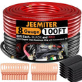 Jeemiter 8 AWG CCA Wire Kit - 100ft Total (50ft Red & 50ft Black) | Complete Power & Ground Cable for Car Audio, RV, Solar | Includes Lugs & Heat Shrink Tube