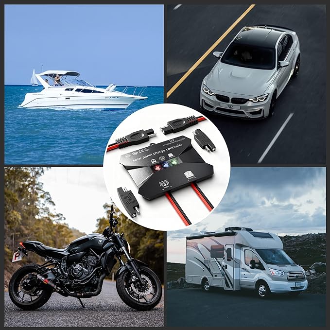 Voltset MPPT Solar Charge Controller : IP68 Waterproof - Display for Gel AGM Lead-Acid Lithium LiFePO4 Battery - Used in RV Marine Camper Van Truck Trailer (MPPT Solar Charge Controller New Model)