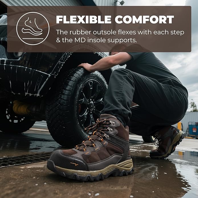 NORTIV 8 Waterproof Steel Toe Boots for Men Slip Resistant Safety Industrial Boots Paladin-Steel