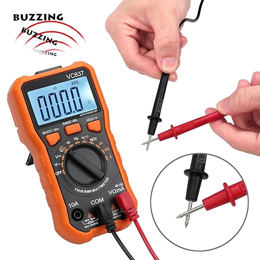 Proster Autoranging Multimeter 6000 Count - AC DC Current Tester Voltage Meter Volt Ohm Meter with Alligator Clips TRMS NCV Temperature Capacitance Diode Audible Continuity Meter