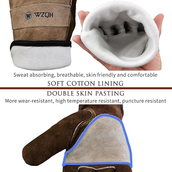 Leather Work Gloves for Men or Women. X-Small Glove for Gardening, Tig/Mig Welding, Construction, Chainsaw, Farm, Ranch, etc. Cowhide, Cotton Lined, Utility, Firm Grip, Durable. Coffee-grey XS