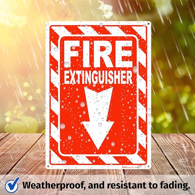 Brimar - 10" x 14" - Fire Extinguisher Sign - Polyethylene Plastic - Safety Promotion - High Visibility