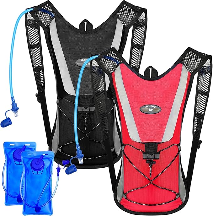 2 Pack Hydration Backpack Pack with 2L Water Bladder, Hiking Backpack with Hydration Bladder Water Rucksack Backpack Bladder Bag Cycling Bicycle Bike/Hiking Climbing Pouch