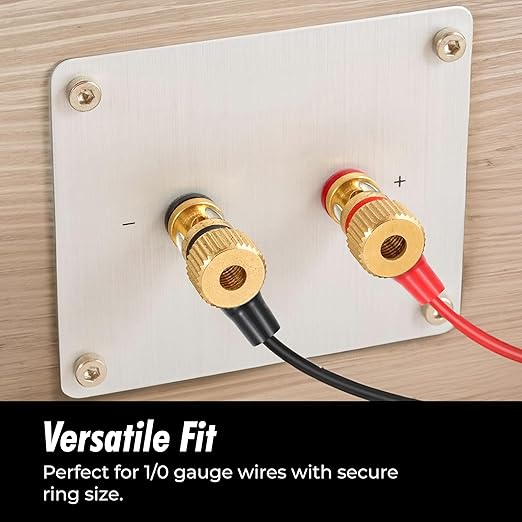 InstallGear 1/0 Ring Terminal Connectors - 1/0 Gauge AWG Tinned Pure Copper Lugs with Heat Shrink (20Pack-10 Positive/10 Negative) Electrical Connectors, Heat Shrink Wire Connectors for 1/0 Gauge Wire
