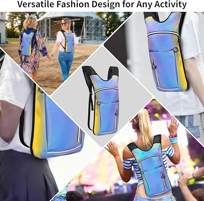 Hydration Backpack,Water Backpack with 2L Water Bladder,Festival Essential-Rave Hydration Pack,Lightweight Insulation Hydropack for Outdoor,Hiking,Running,Biking,Music Festival for Men Women