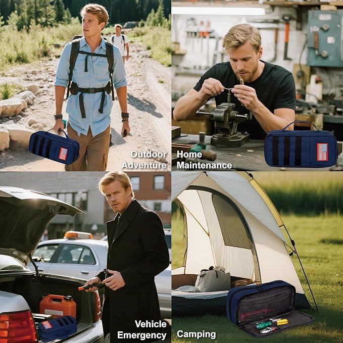 Tactical Tool Bag for Men,Wide Mouth Tool Pouch with Water-Resistant, Multi-purpose Range Bags with Zipper Handle,Heavy Duty Small Tool box organizer for Repairman, Carpenters, Handyman