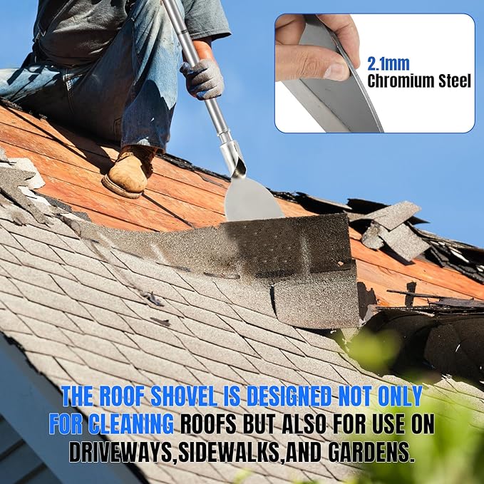 Floor Scraper Tool, Garden Flat Shovel, Razor Blade Paint Scrapers for Wallpaper Sticker Removal, Tile Gum Glue Stains Cleaning Tools, Snow Shovel for Driveway-Stainless Steel Long Handle