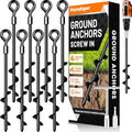 Ground Anchors Screw in Trampoline Anchors Heavy Duty Ground Anchors,Tent Stakes for Camping Tent, Trampoline, Canopies, Carports, Sheds, Swing Sets, Black Anti-Rust Coating for High Wind (8 X 14)