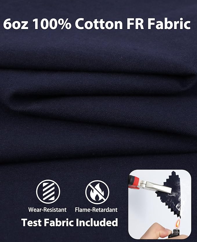 KONRECO FR Shirts for Men Crewneck 6oz Jersey Lightweight Flame Resistant Work T Shirt NFPA2112 CAT2