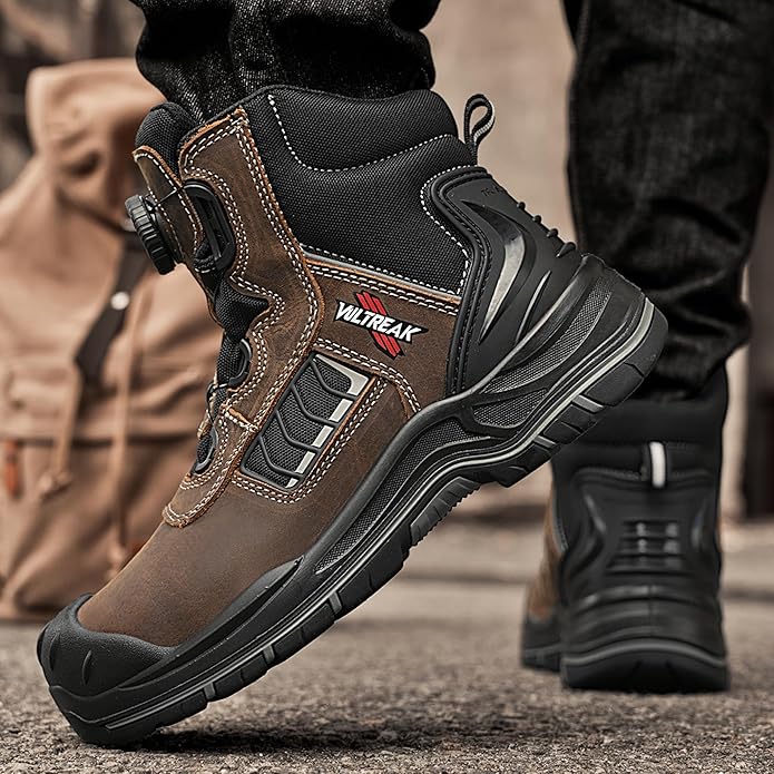 Composite Toe Work Boots for Men and Women – Exceeds Steel Toe Protection, Quick Fit System, Kevlar Puncture-Resistant Midsole, S3 HRO Certified, Heat-Resistant, Waterproof, Rubber Slip-Resistant Outsole, Safety Shoes for Industrial & Welding Use