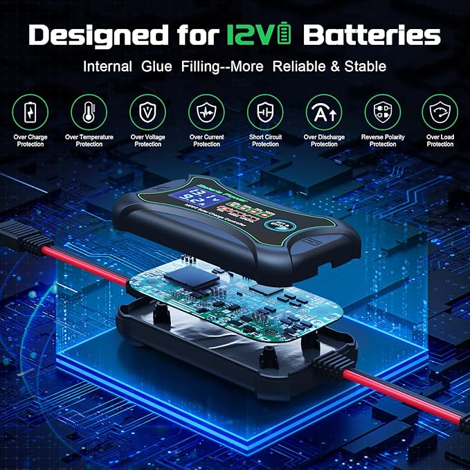 10Amp 12 Volt MPPT Solar Charge Controller, Bateria Power Intelligent Portable Solar Panel Controller, Max PV 150W 30Voc Solar Regulator for Gel AGM Lead-Acid, Lithium LiFePO4 Battery (SunRock 10)
