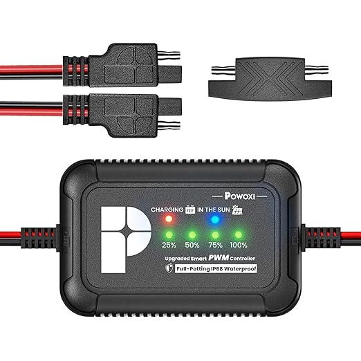 POWOXI Solar Panels Charge Controller, PWM 10A Battery Regulator for 12V Solar Battery Charger, Solar Battery Maintainer and 12 Volt Batteries Power Kit