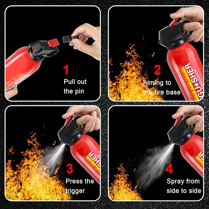 Fire Extinguisher for Home, 3Pack Car Fire Extinguisher with Mount, 8 in 1 Portable Kitchen Fire Extinguisher for A, B, C, K Category, 620ml Water-Based Fire Extinguisher for Truck Boat Home Office