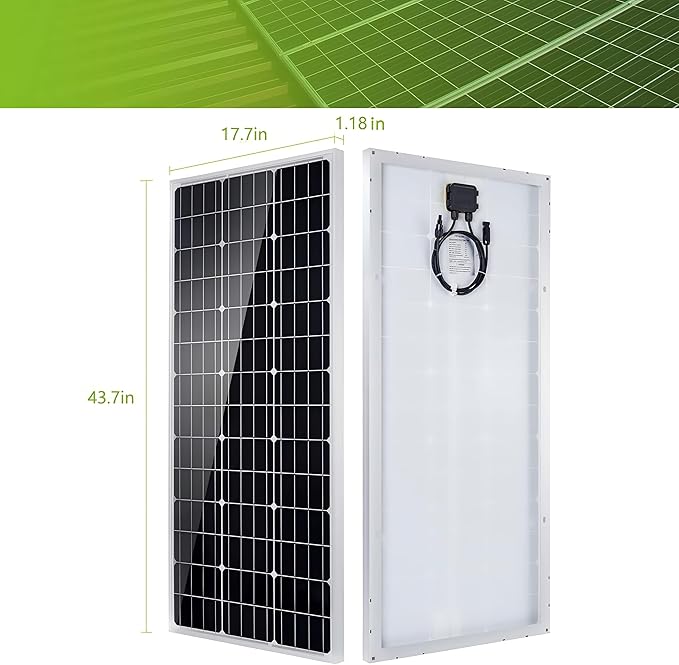Topsolar Solar Panel Kit 100 Watt 12 Volt Monocrystalline Off Grid System for Homes RV Boat + 30A 12V/24V Solar Charge Controller +Solar Cables + Z-Bracket for Mounting