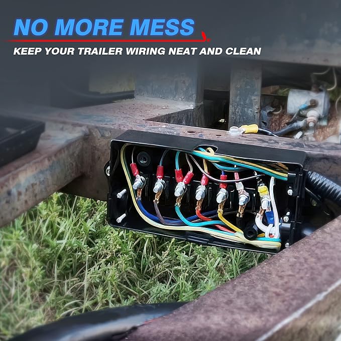 MICTUNING 7 Way Electrical Junction Box - 7 Gang Trailer Wire Connection Box Weatherproof for Rewiring Camper RV Caravans Boat Light 7 Way Trailer Wire Connectors