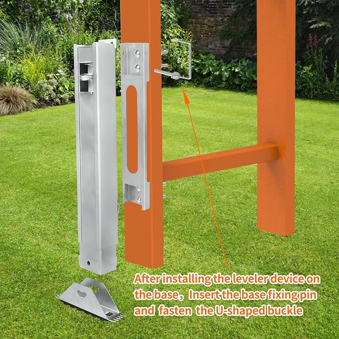 Ladder Leveler Pair for Extension Ladder, Adjustable Extension Ladder Leg Ground Leveler, with Anti-Slip Pattern Steel Pole,Ladder Levelers for Extension Ladders