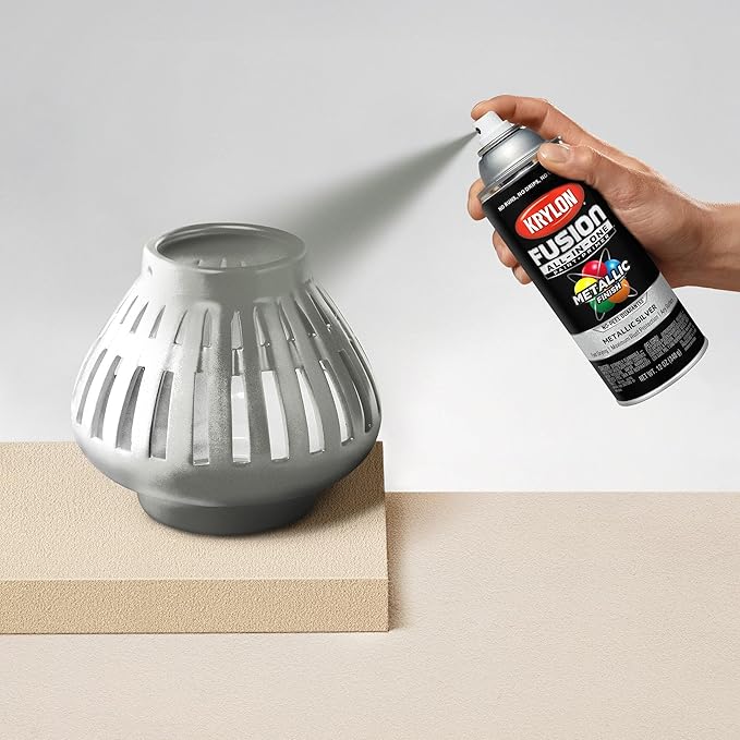 Krylon Fusion All-In-One Adhesive Spray Paint for Indoor/Outdoor Use, 12 oz, Silver