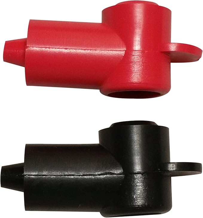 (Red & Black) 1/4" Stud Terminal Cover - Electrical Battery Connection Insulator (2 Pack)