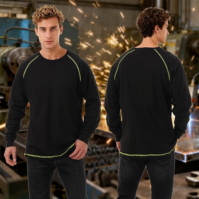 FR Shirts for Men 6 oz Hi Vis Fire Resistant Flame Resistant Long Sleeve Shirts High Visibility Cotton Welding Shirt CAT2