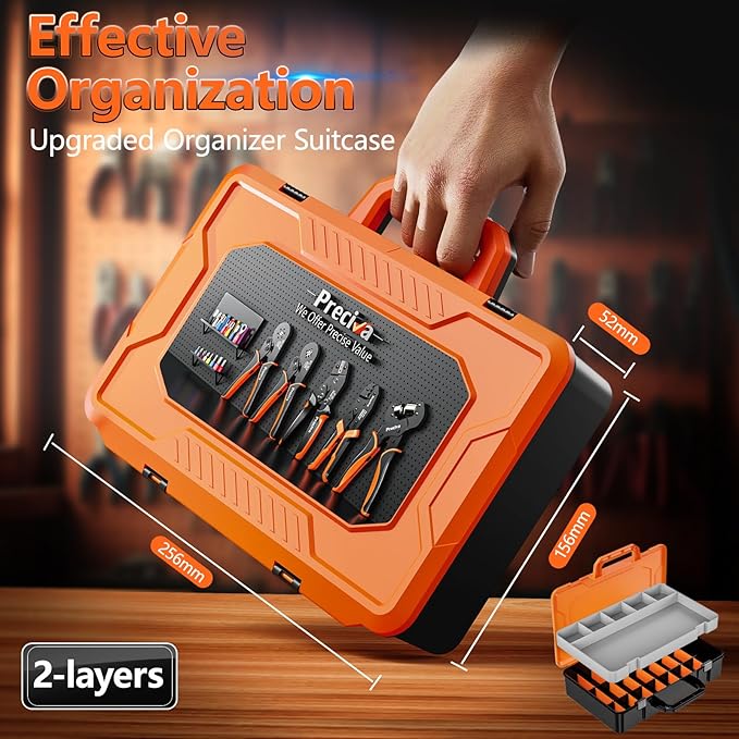 Preciva Ferrule Crimping Tool Kit - AWG 28-5 (0.08-16mm²) Hexagonal Ferrule Crimper with 950Pcs Single and 350Pcs Twin Ferrules Connectors, Self-Adjustable Ratchet Ferrule Terminals Crimping Tool
