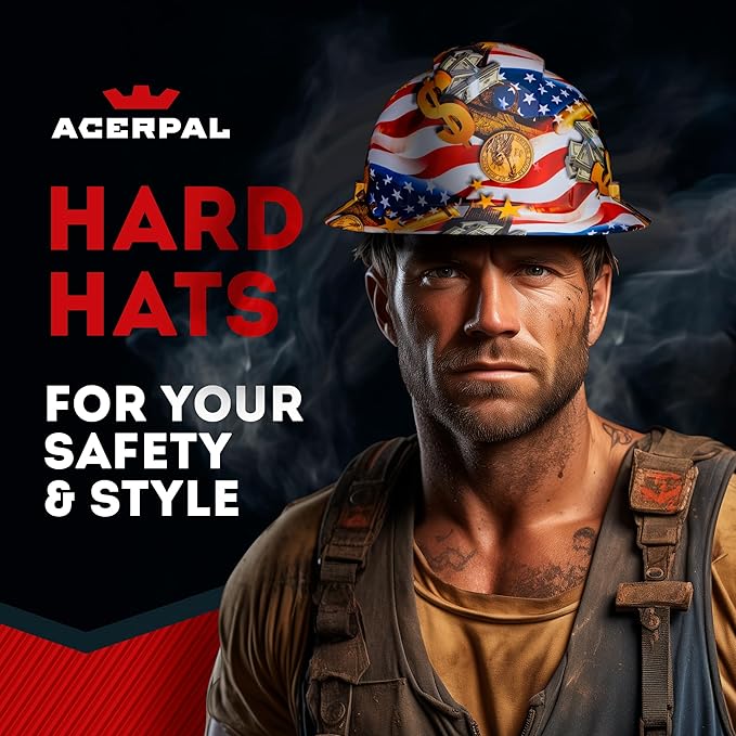 Acerpal Full Brim Vented Camo Design Matte Finish OSHA Construction Hard Hat with 6-Point Suspension