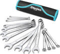 DURATECH Combination Wrench Set, Metric, 15-Piece, 8, 9, 10, 11, 12, 13, 14, 15, 16, 17, 18, 19, 20, 21, 22mm, 12-Point, CR-V Steel, with Rolling Pouch