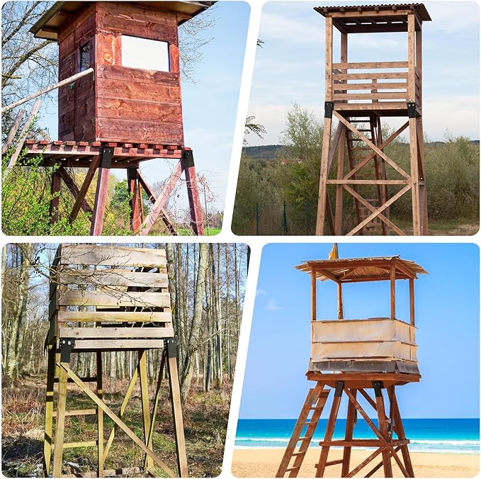 Deer Stand Brackets,Outdoor 4"x 4" Compound Angle Brackets for Deer Stand Hunting Blinds Shooting Shack and Tree Houses