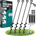 26-Inch Ground Anchors Heavy Duty, Trampoline Stakes Anchors Screw-in for High Wind, Earth Anchor with Strong Straps for Swing Sets, Trampolines, Mobile Home, Sheds, Carports(4x26in)